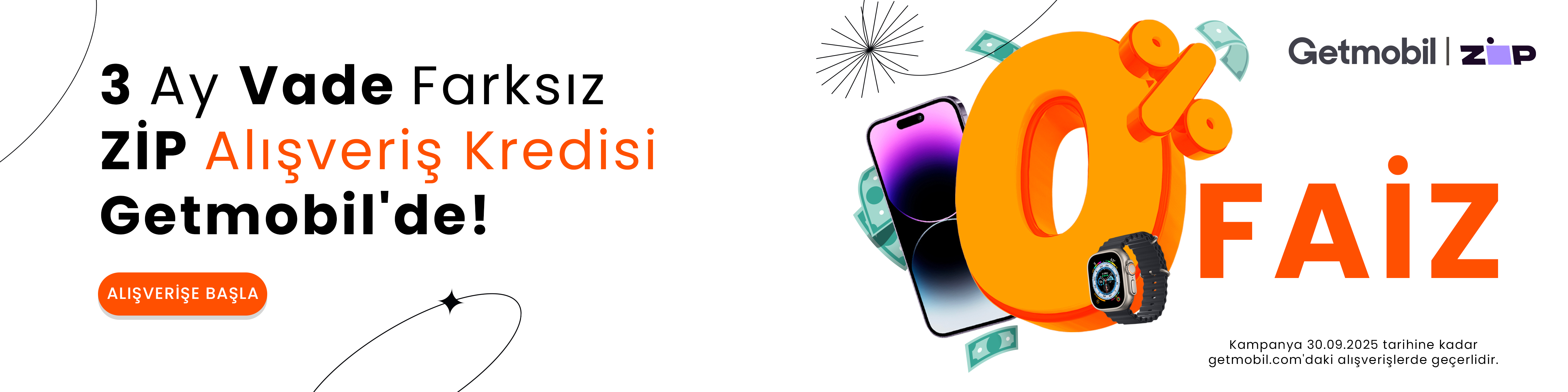 3 Ay Vade Farksız Alışveriş Kredisi Getmobil'de!
