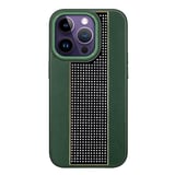 Nettech Apple iPhone 13 Pro Max Uyumlu Taşlı Deri Seri Arka Koruma Kılıf (Yeşil) NT101477