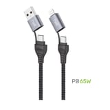 Helt HTDC14 PD 65W İp Örgü 100 Cm TypeC To Lighning To Usb Şarj ve Data Kablosu (Siyah) NT31292
