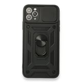 Nettech Apple iPhone 11 Pro Uyumlu Kızaklı Panzer Seri Arka Koruma Kılıf (Siyah) NT86156