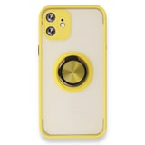 Nettech Apple iPhone 12 Uyumlu Montreal Yüzüklü Arka Koruma Kılıf (Sarı) NT84790