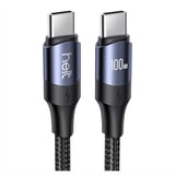 Helt HTDC15 100W PD İp Örgü 120 Cm TypeC To TypeC Şarj ve Data Kablosu (Siyah) NT31293