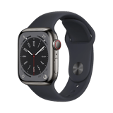 Apple Watch Series 8  Paslanmaz Çelik  41mm  Cellular  Gece yarısı
