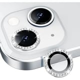 Nettech Apple iPhone 15 Plus Uyumlu Diamond Taşlı Model Kamera Cam Koruyucu (Gümüş) NT110773