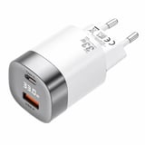 İPhone 12 / 13 / 14 / 15 / 16 Uyumlu RealPower 33W Dijital Ekranlı Çift Port Hızlı Şarj Aleti Beyaz