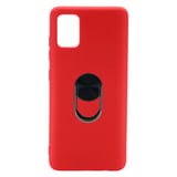 Nettech Samsung Galaxy A41 Uyumlu Leather Ring Nano Arka Koruma Kılıf (Kırmızı) NT83054