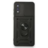 Nettech Samsung Galaxy A02 Uyumlu Kızaklı Panzer Seri Arka Koruma Kılıf (Siyah) NT85969