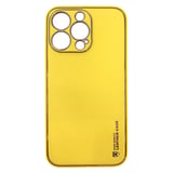 Nettech Apple iPhone 13 Pro Uyumlu Coco Leather Seri Arka Koruma Kılıf (Sarı) NT90463
