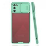 Nettech Samsung Galaxy A02S Uyumlu Platin Kamera Kızaklı Arka Koruma Kılıf (Su Yeşili) NT86780