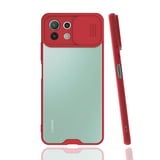 Nettech Xiaomi Mi 11 Lite Uyumlu Platin Kamera Kızaklı Arka Koruma Kılıf (Kırmızı) NT86854