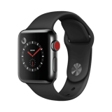Apple Watch Series 3  Paslanmaz Çelik  38mm  Cellular  Gece yarısı