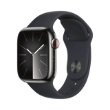 Apple Watch Series 9  Paslanmaz Çelik  41mm  Cellular  Gece yarısı