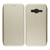 Nettech Samsung Galaxy J300 J3 Uyumlu Lüx Seri Kapaklı Kılıf (Gold) VR18121