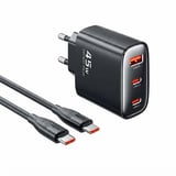 RealPower 45W GaN 3 Port TypeC Hızlı Şarj Seti + 60W TypeC Kablo