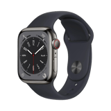Apple Watch Series 8  Paslanmaz Çelik  45mm  Cellular  Gece yarısı