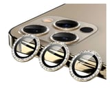 Nettech Apple iPhone 12 Pro Max Uyumlu Diamond Taşlı Model Kamera Cam Koruyucu (Gold) NT94610