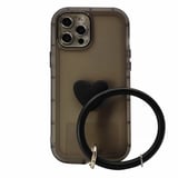 Nettech Apple iPhone 12 Pro Max Uyumlu Halka Bilekli Şeffaf Seri Arka Koruma Kılıf (Siyah) NT97214