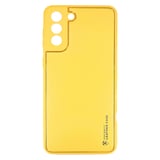 Nettech Samsung Galaxy S21 Plus Uyumlu Coco Leather Seri Arka Koruma Kılıf (Sarı) NT87831
