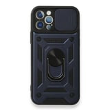 Nettech Apple iPhone 12 Pro Max Uyumlu Kızaklı Panzer Seri Arka Koruma Kılıf (Lacivert) NT86174