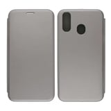 Nettech Samsung Galaxy A20 Uyumlu Lüx Seri Kapaklı Kılıf (Gri) VR18164