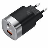İPhone 12 / 13 / 14 / 15 / 16 Uyumlu RealPower 33W Dijital Ekranlı GaN USBC USBA Hızlı Şarj Aleti Siyah