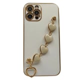 Nettech Apple iPhone 12 Pro Max Uyumlu Lüx Kalp Zincir Arka Koruma Kılıf (Beyaz) NT94805