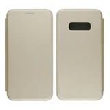Nettech Samsung Galaxy S10E Uyumlu Lüx Seri Kapaklı Kılıf (Gold) VR18207