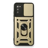 Nettech Samsung Galaxy A02S Uyumlu Kızaklı Panzer Seri Arka Koruma Kılıf (Gold) NT86182