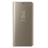 Nettech Samsung Galaxy A10S Uyumlu Clear View Aynalı Kapaklı Kılıf (Gold) NT85578