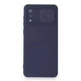 Nettech Samsung Galaxy A02 Uyumlu Kızaklı Kamera Korumalı Arka Koruma Kılıf (Lacivert) NT87131