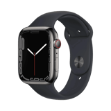 Apple Watch Series 7  Paslanmaz Çelik  45mm  Cellular  Gece yarısı