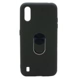 Nettech Samsung Galaxy A01 Uyumlu Leather Ring Nano Arka Koruma Kılıf (Siyah) NT82912