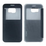 Nettech Samsung Galaxy G920 S6 Uyumlu Pencereli Kapaklı Kılıf (Siyah) NT15605