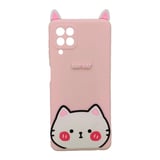 Nettech Samsung Galaxy A22 4G Uyumlu Cartoon Case Seri Arka Koruma Kılıf (Pembe) NT95132