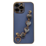 Nettech Apple iPhone 13 Pro Max Uyumlu Lüx Kalp Zincir Arka Koruma Kılıf (Lila) NT94822