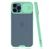 Nettech Apple iPhone 12 Pro Max Uyumlu Platin Kamera Kızaklı Arka Koruma Kılıf (Su Yeşili) NT86659