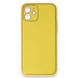 Nettech Apple iPhone 12 Uyumlu Coco Leather Seri Arka Koruma Kılıf (Sarı) NT84708
