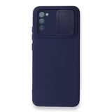 Nettech Samsung Galaxy A02S Uyumlu Kızaklı Kamera Korumalı Arka Koruma Kılıf (Lacivert) NT87198