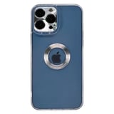 Nettech Apple iPhone 13 Pro Uyumlu Metal Halka Logo Delikli Arka Koruma Kılıf (Gümüş) NT95516