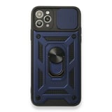 Nettech Apple iPhone 11 Pro Uyumlu Kızaklı Panzer Seri Arka Koruma Kılıf (Lacivert) NT86157