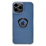 Nettech Apple iPhone 13 Pro Uyumlu Metal Halka Logo Delikli Arka Koruma Kılıf (Siyah) NT95514