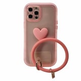 Nettech Apple iPhone 12 Pro Max Uyumlu Halka Bilekli Şeffaf Seri Arka Koruma Kılıf (Pembe) NT97213