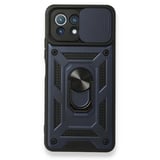 Nettech Xiaomi Mi 11 Lite Uyumlu Kızaklı Panzer Seri Arka Koruma Kılıf (Lacivert) NT86257