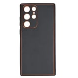 Nettech Samsung Galaxy S22 Ultra Uyumlu Coco Leather Seri Arka Koruma Kılıf (Siyah) NT93525