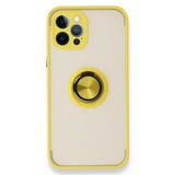 Nettech Apple iPhone 12 Pro Max Uyumlu Montreal Yüzüklü Arka Koruma Kılıf (Sarı) NT84797