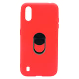 Nettech Samsung Galaxy A01 Uyumlu Leather Ring Nano Arka Koruma Kılıf (Kırmızı) NT82913