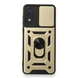 Nettech Samsung Galaxy A02 Uyumlu Kızaklı Panzer Seri Arka Koruma Kılıf (Gold) NT86178