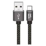 Nettech NTDC02 İp Örgü 300 Cm Micro Şarj ve Data Kablosu (Siyah) NT31111