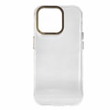 Nettech Apple iPhone 14 Pro Uyumlu Şeffaf Metal Kamera Çerçeveli Arka Koruma Kılıf (Gold) NT99062
