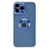 Nettech Apple iPhone 13 Pro Uyumlu Metal Halka Logo Delikli Arka Koruma Kılıf (Mavi) NT95515